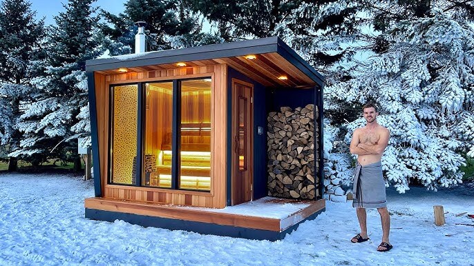 Modern winter cabin image